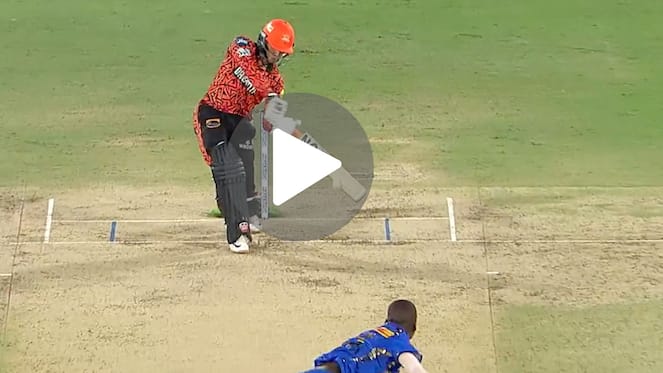 [Watch] Abhishek Sharma Hits 16-Ball Fifty Against MI With A Brutal Six Down The Ground